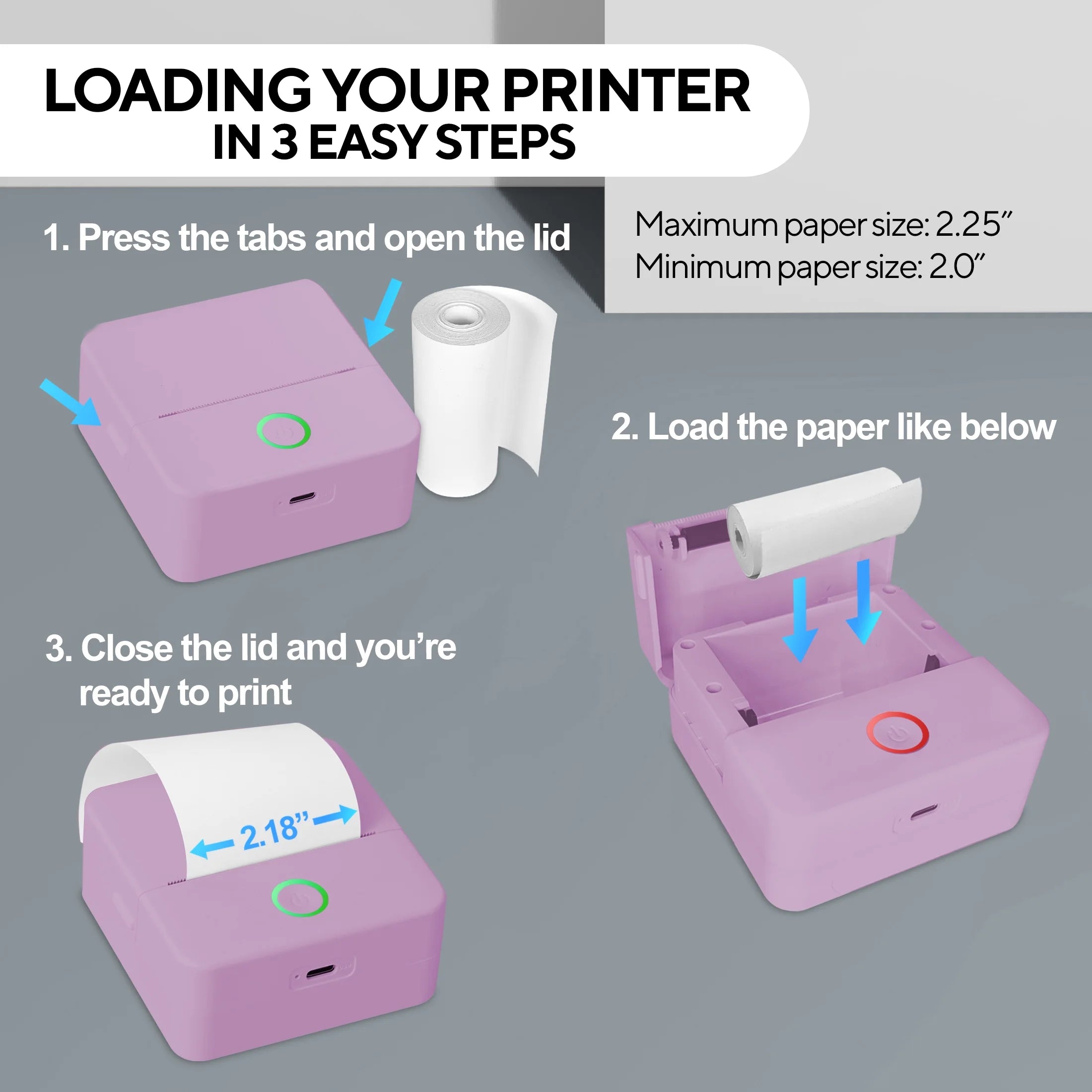 CTP500 Bluetooth Mini Portable Inkless Thermal Printer & Label Maker + Paper, Android & Ios (Purple)