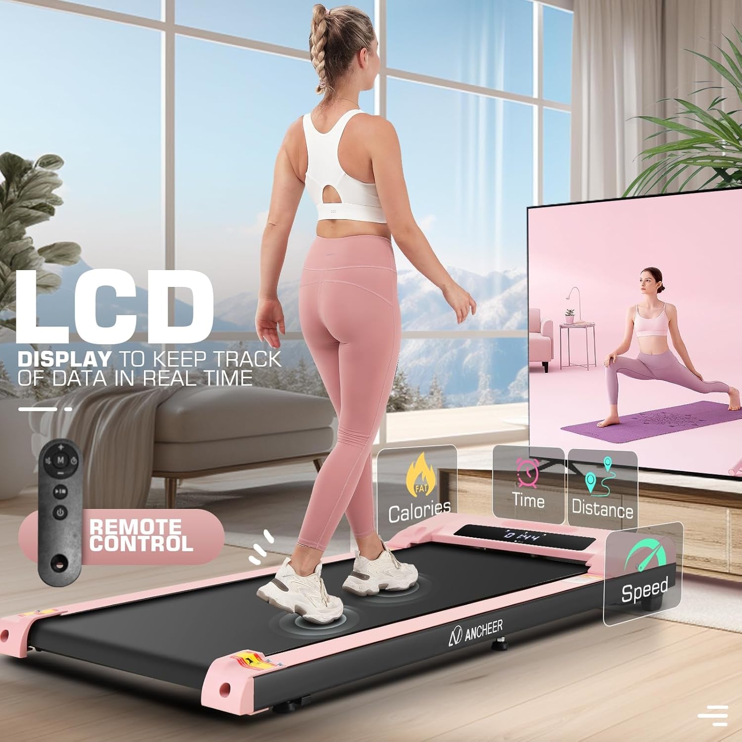 Treadmill with Desk Workstation& Adjustable Height, 8 in 1 Folding Treadmill with 12% Incline,3.5Hp Walking Pad for Home, 450Lbs Weight Capacity/Ultra-Quiet/3 Type Control/Installation-Free