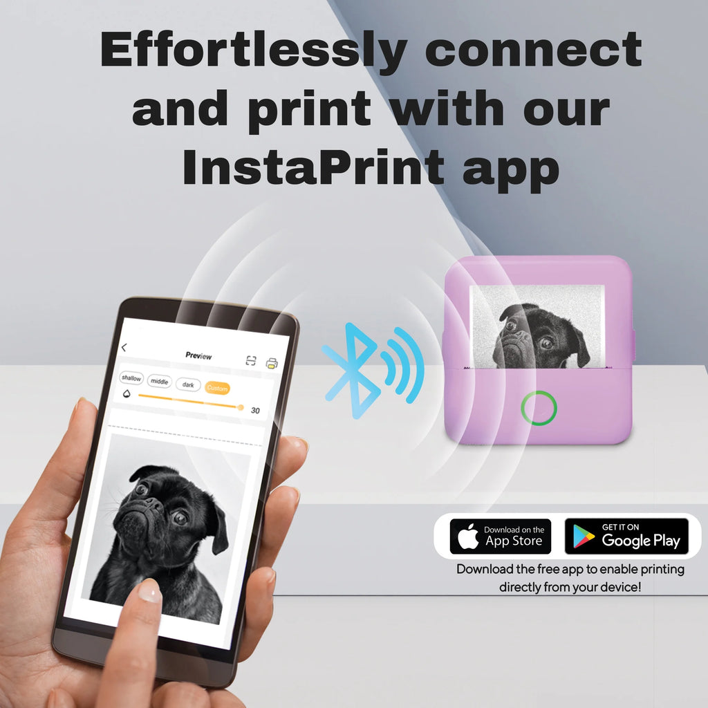 CTP500 Bluetooth Mini Portable Inkless Thermal Printer & Label Maker + Paper, Android & Ios (Purple)