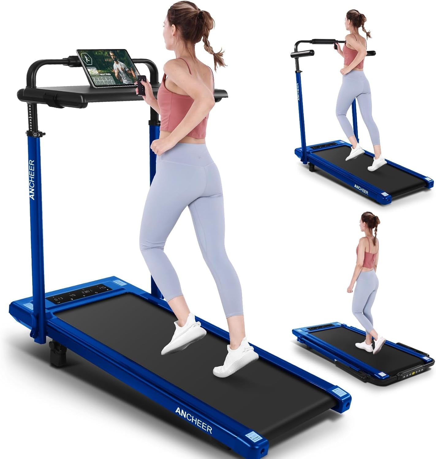 Treadmill with Desk Workstation& Adjustable Height, 8 in 1 Folding Treadmill with 12% Incline,3.5Hp Walking Pad for Home, 450Lbs Weight Capacity/Ultra-Quiet/3 Type Control/Installation-Free